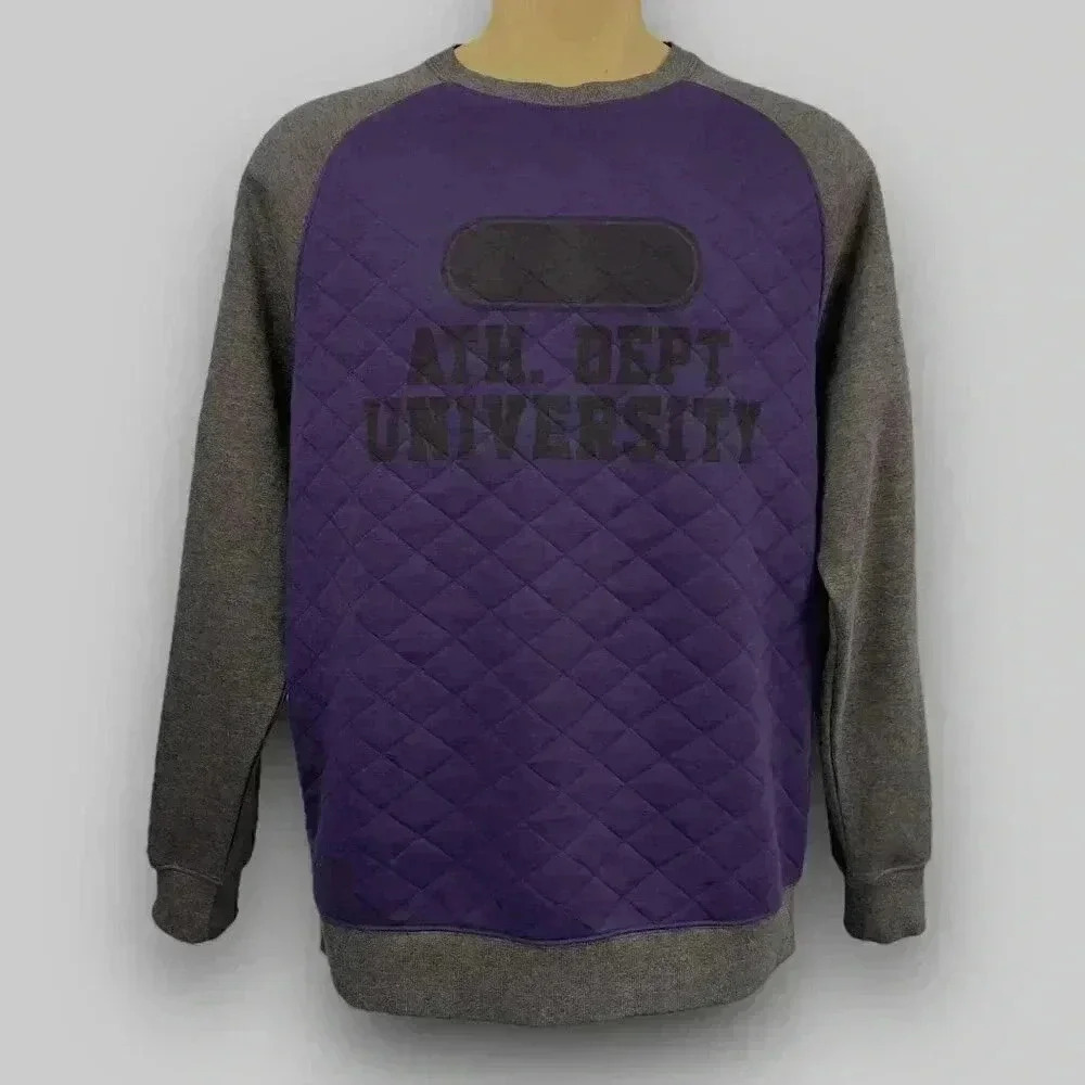George Men's Quilted Raglan Sweatshirt M L XL Purple Grey Ath Dept Graphic